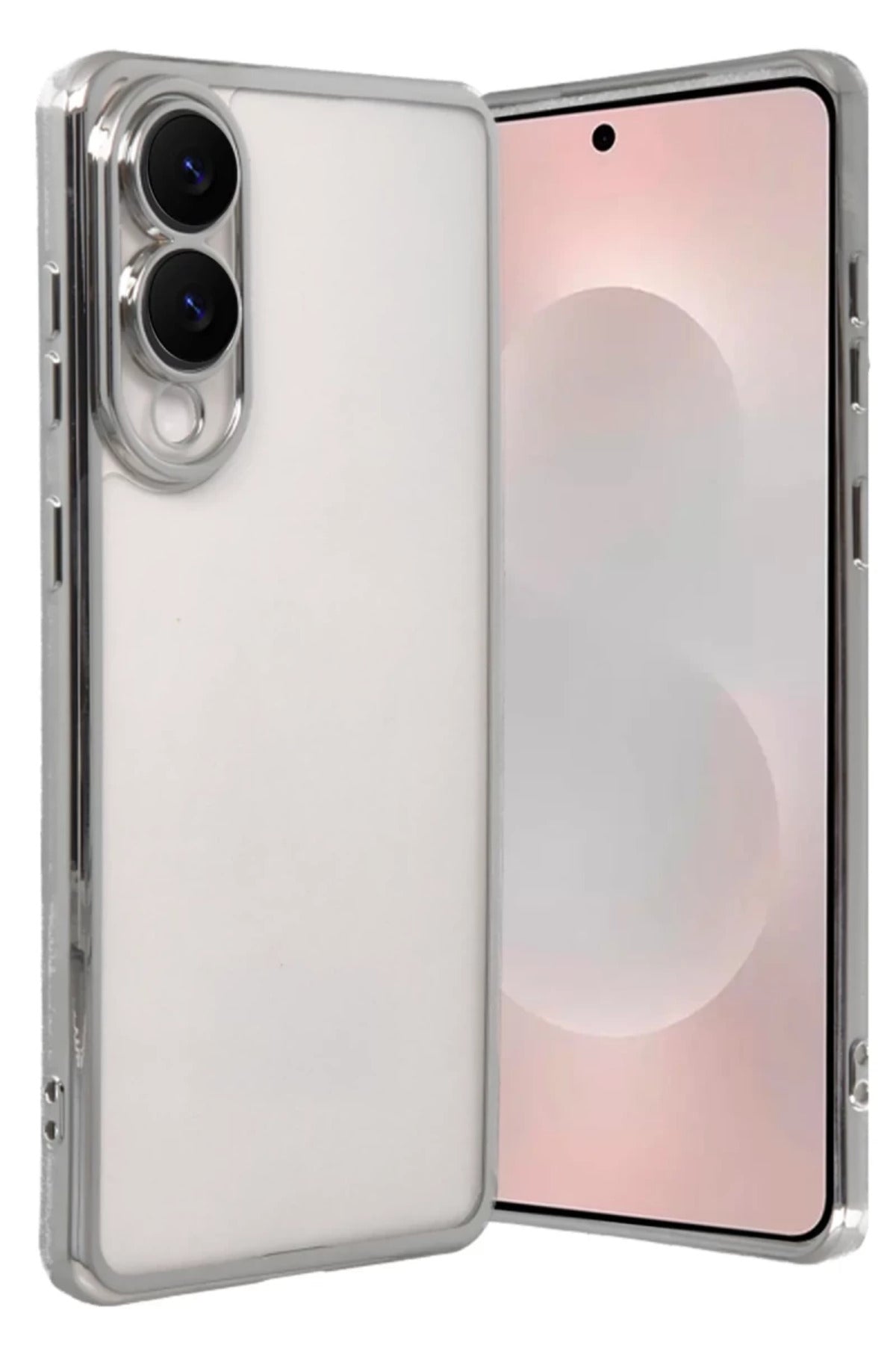 Samsung Galaxy S25 Uyumlu Edge Lensli Silikon - Gümüş