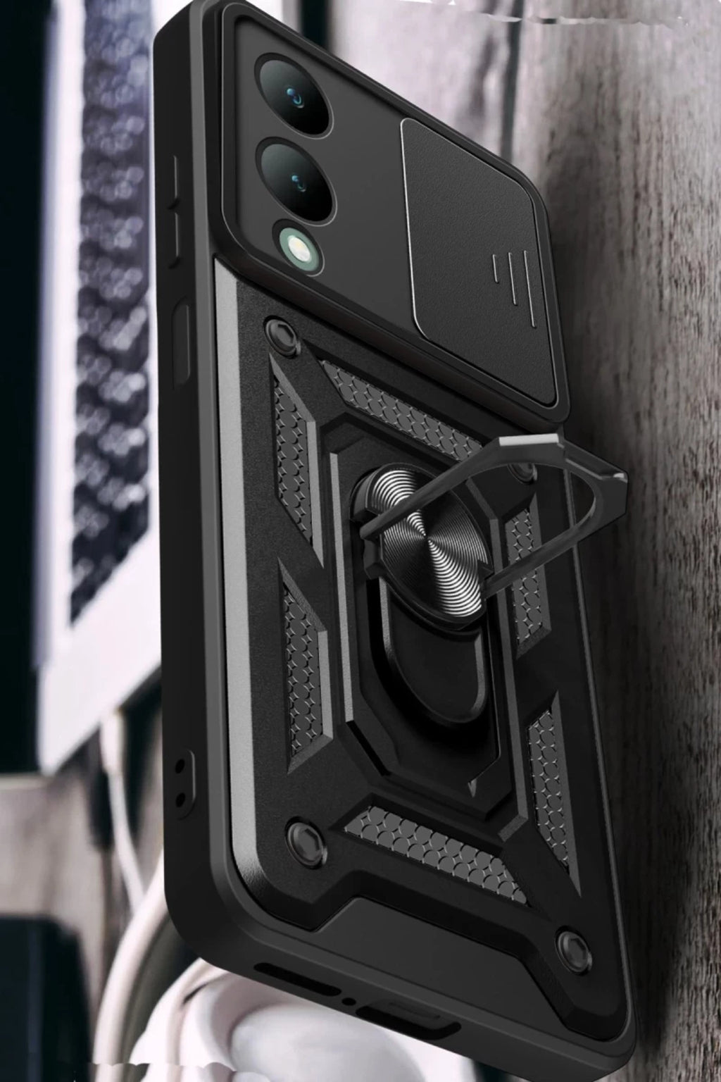 Vivo Y17S Uyumlu Kılıf Pars Lens Yüzüklü Silikon - Yeşil