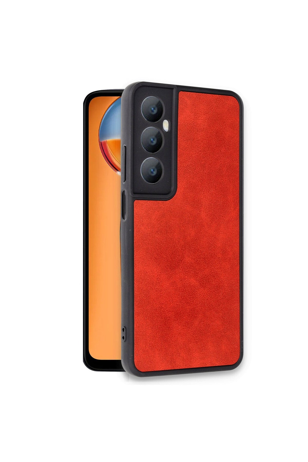 Realme C65 Uyumlu Kılıf Aras Deri Kapak - Kırmızı