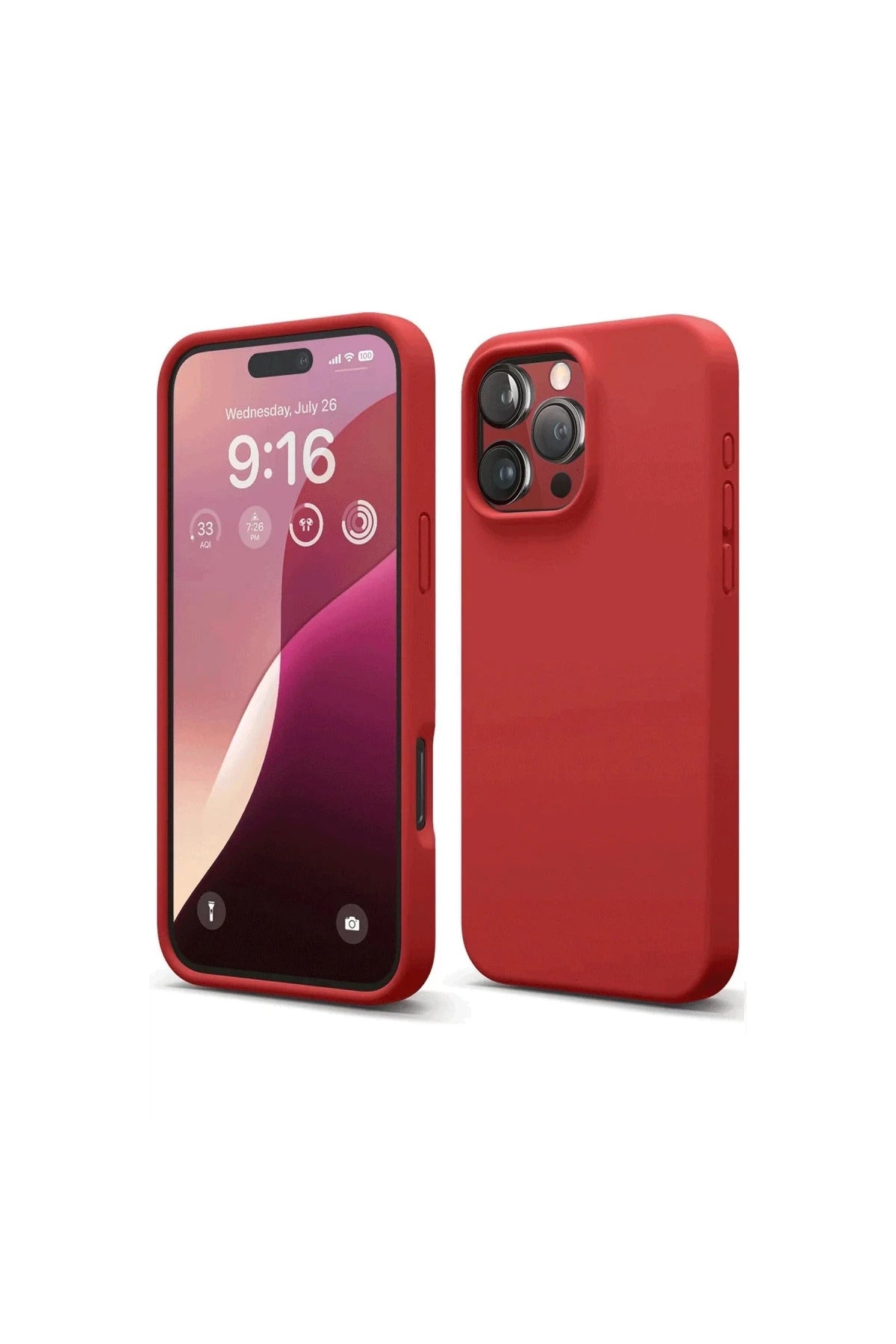Apple iPhone 16 Pro Max Uyumlu Kılıf Nano içi Kadife Silikon - Kırmızı