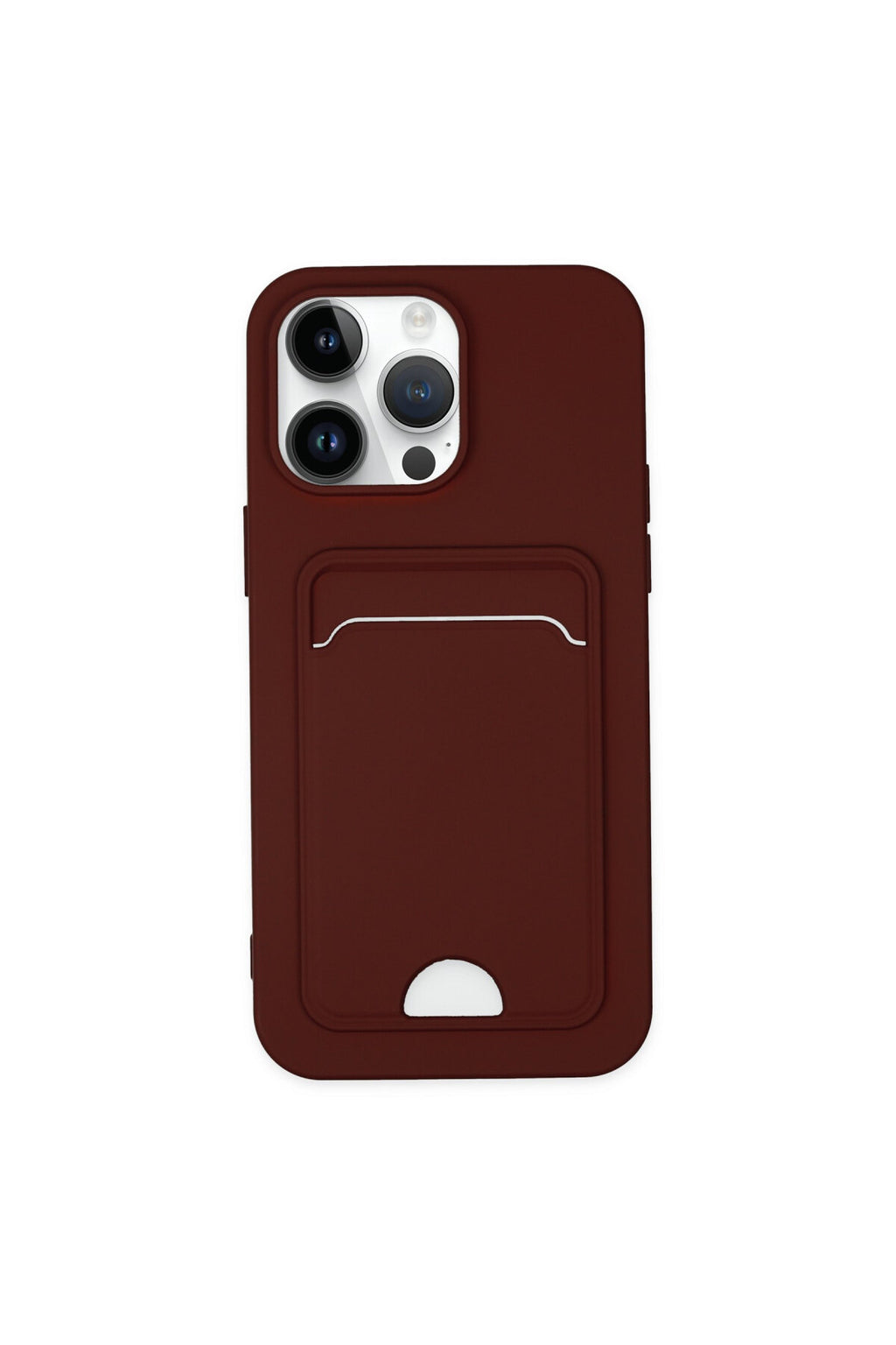 Apple iPhone 14 Pro Uyumlu Kılıf Kelvin Kartvizitli Silikon - Bordo