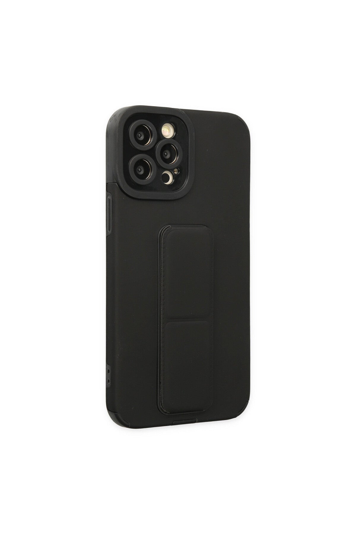 Apple iPhone 12 Pro Max Uyumlu Kılıf Mega Standlı Silikon - Siyah
