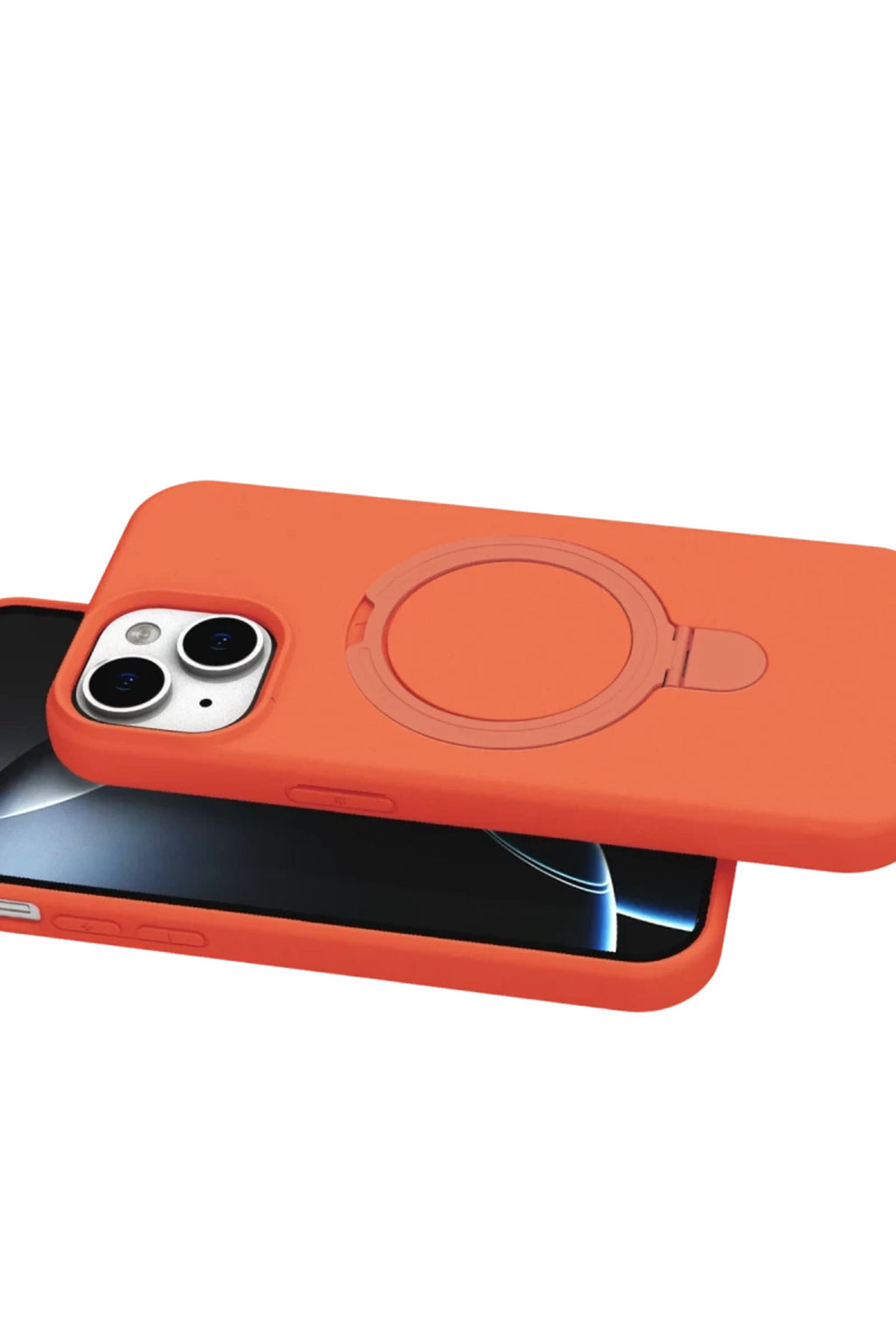 Apple iPhone 15 Plus Uyumlu Regal Magsafe Standlı Kapak - Turuncu