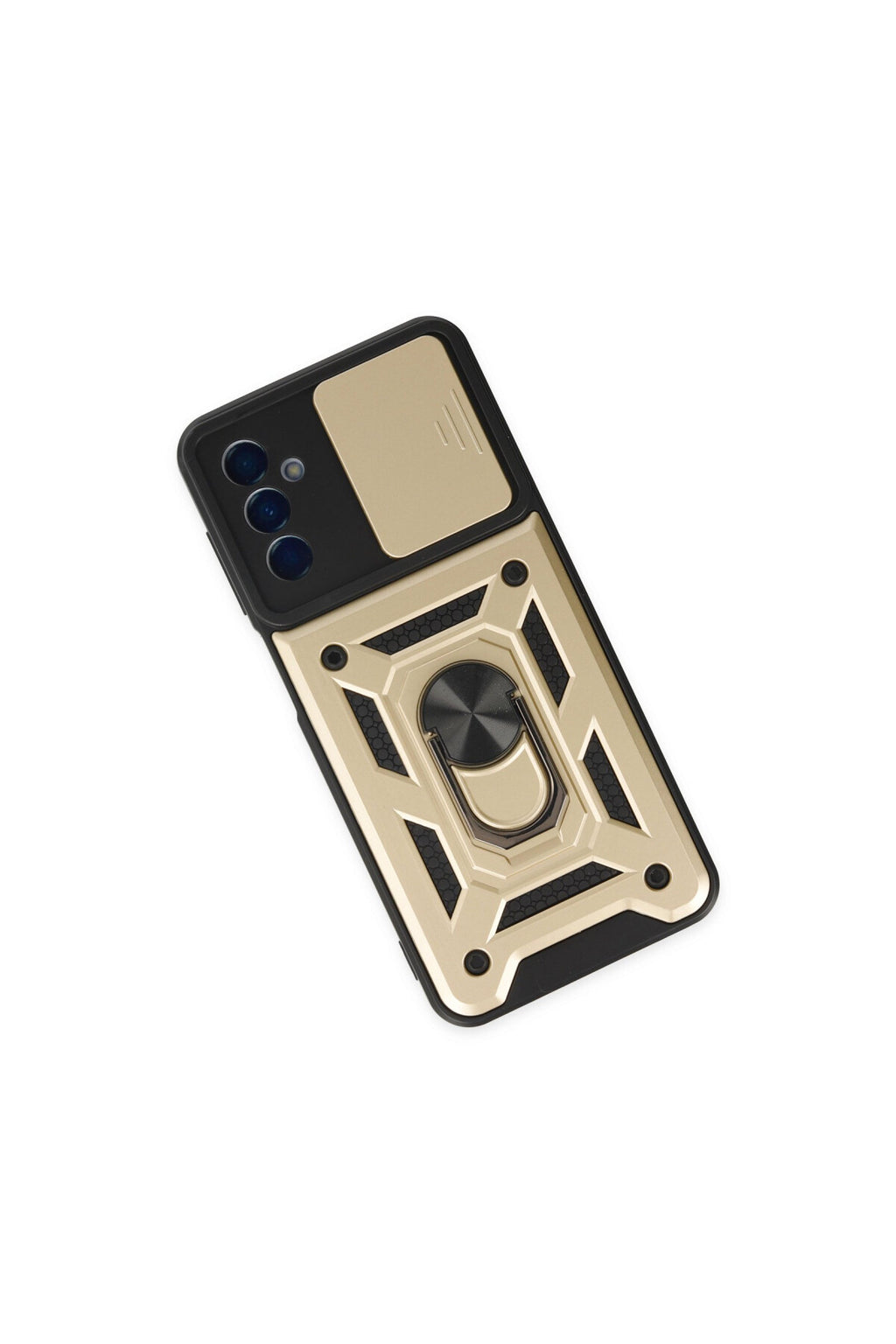 Samsung Galaxy A04S Uyumlu Kılıf Pars Lens Yüzüklü Silikon - Gold