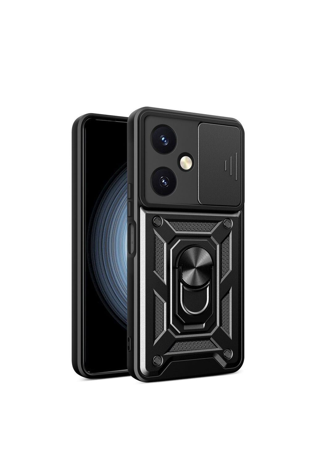 Vivo Y27 Uyumlu Kılıf Pars Lens Yüzüklü Silikon - Siyah