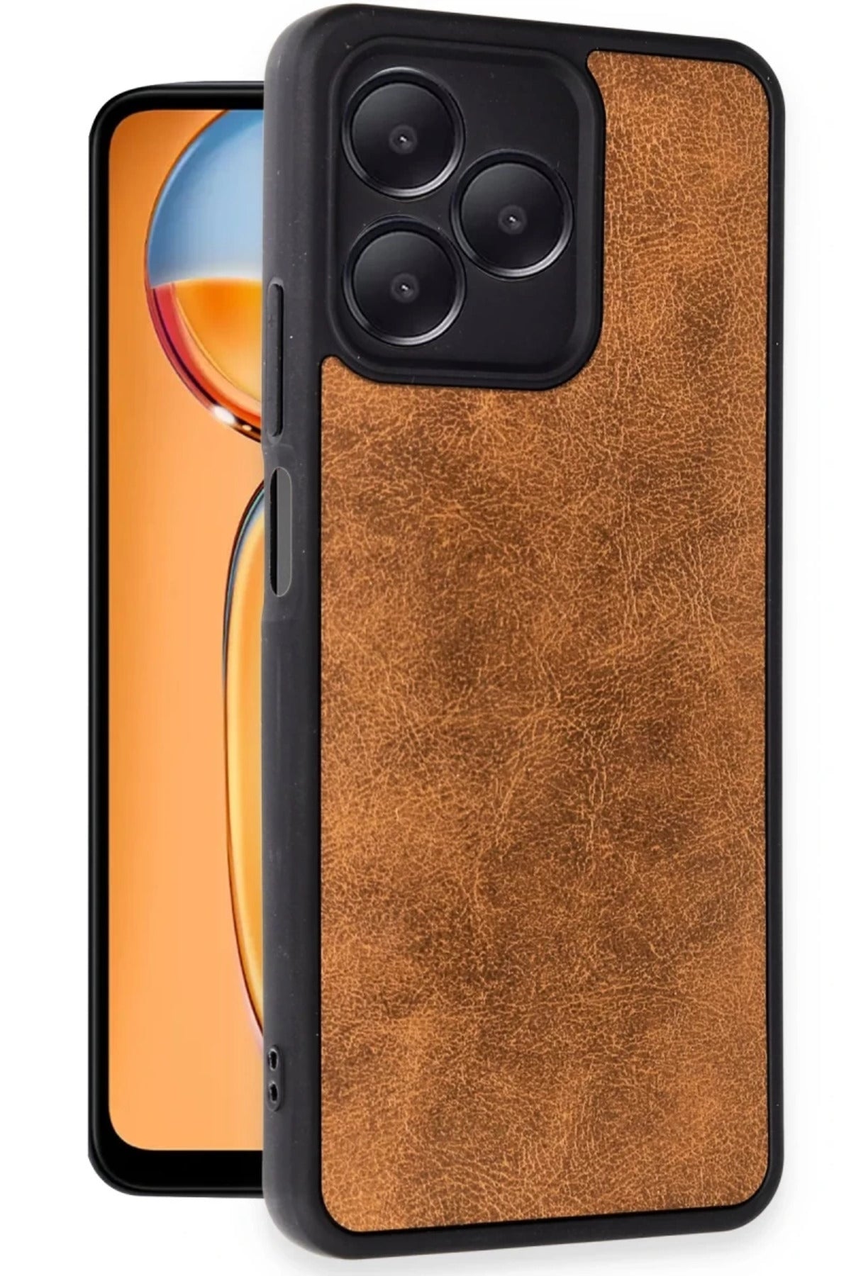 Realme Note 50 4G Uyumlu Kılıf Aras Deri Kapak - Taba