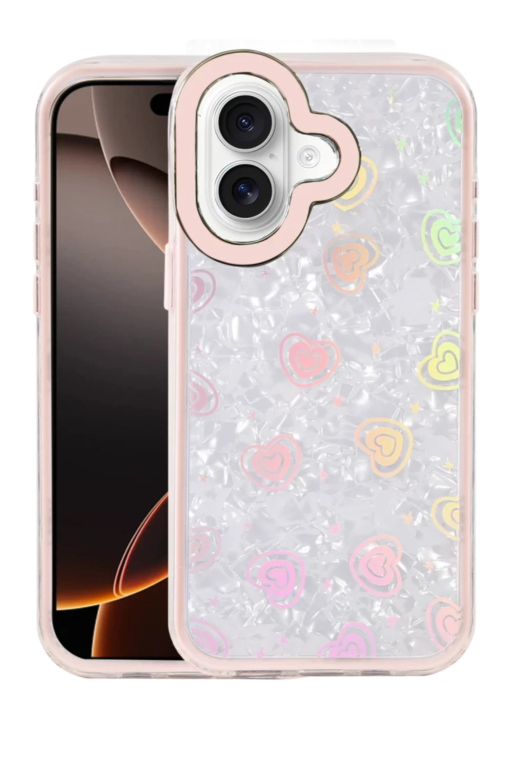 Apple iPhone 16 Uyumlu Lumi Desenli Kapak - Pembe