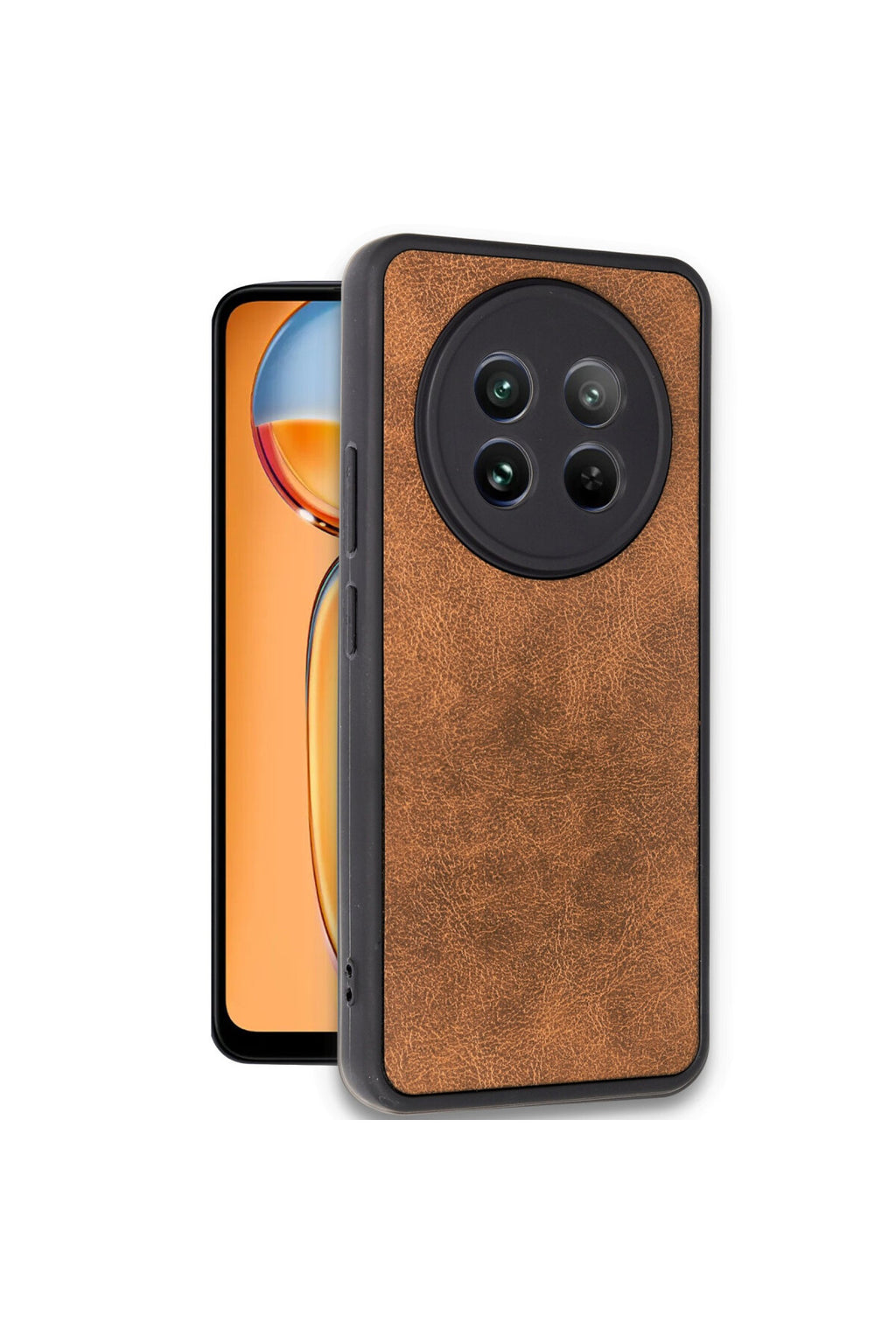 Realme 12 5G Uyumlu Kılıf Aras Deri Kapak - Taba