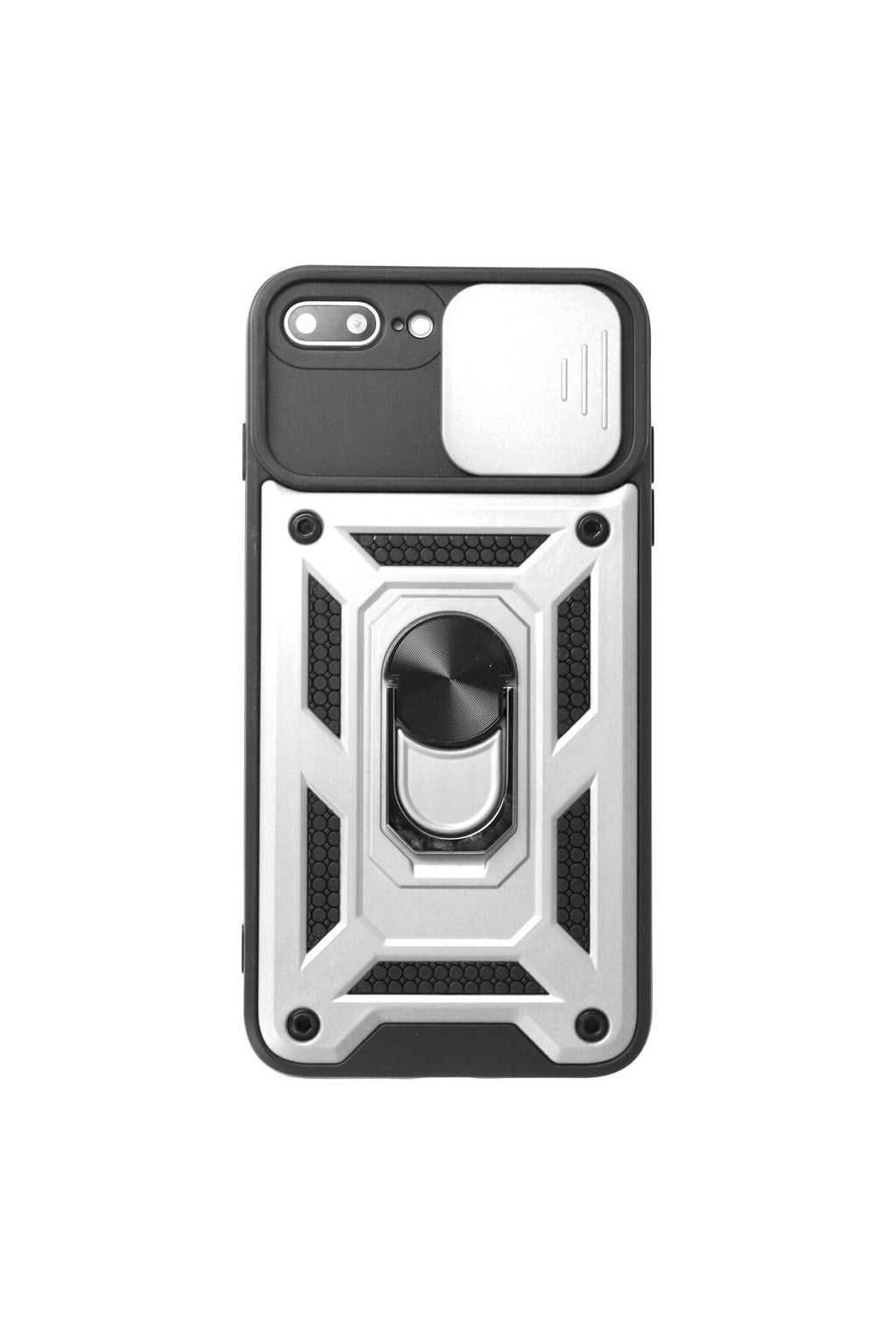 Apple iPhone 7 Plus Uyumlu Kılıf Pars Lens Yüzüklü Silikon - Gümüş