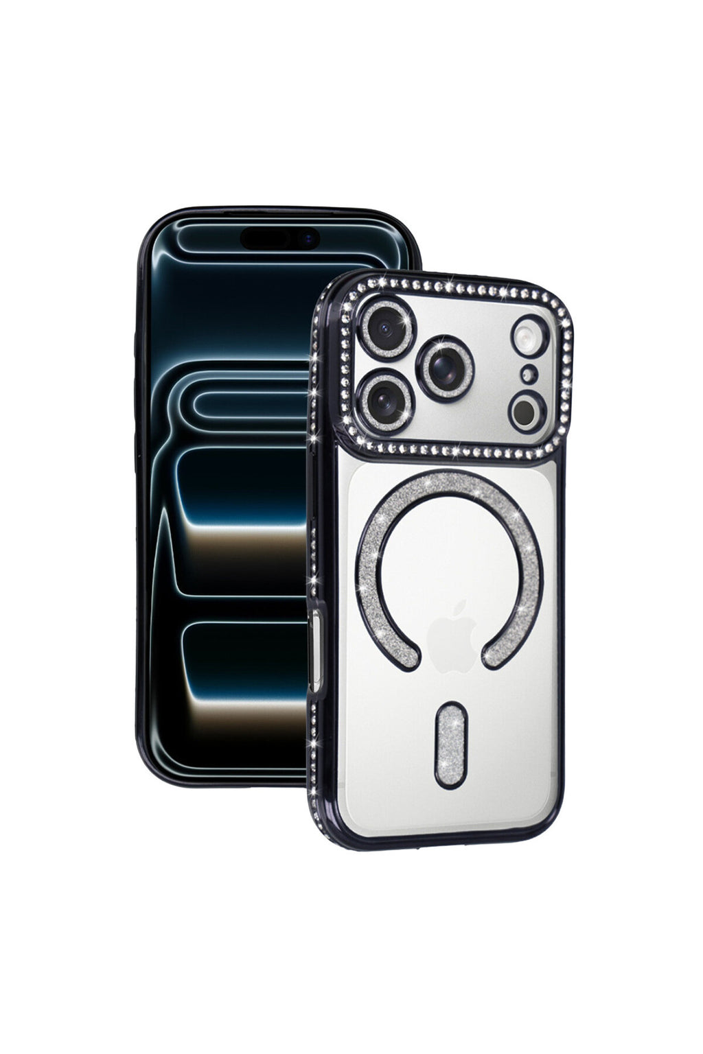 Apple iPhone 17 Pro Max Uyumlu Joke Simli Magneticsafe Kılıf - Siyah