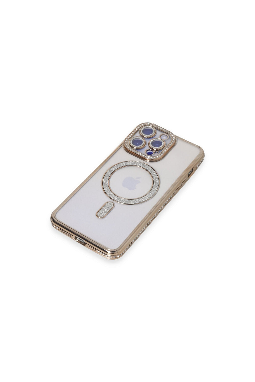 Apple iPhone 15 Pro Max Uyumlu Kılıf Joke Simli Magneticsafe Kılıf - Gold