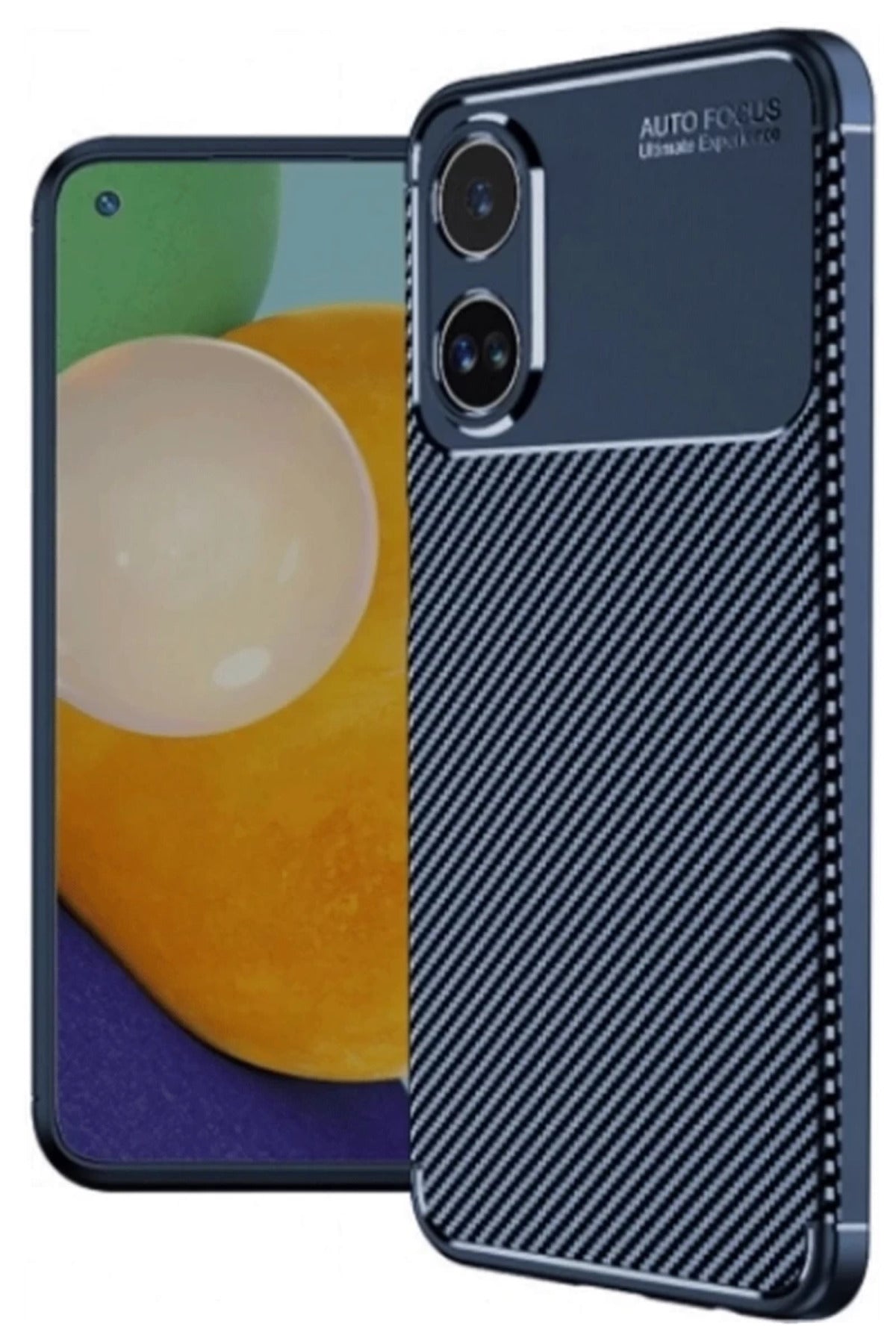 Oppo A38 Uyumlu Kılıf Auto Focus Karbon Kapak - Lacivert