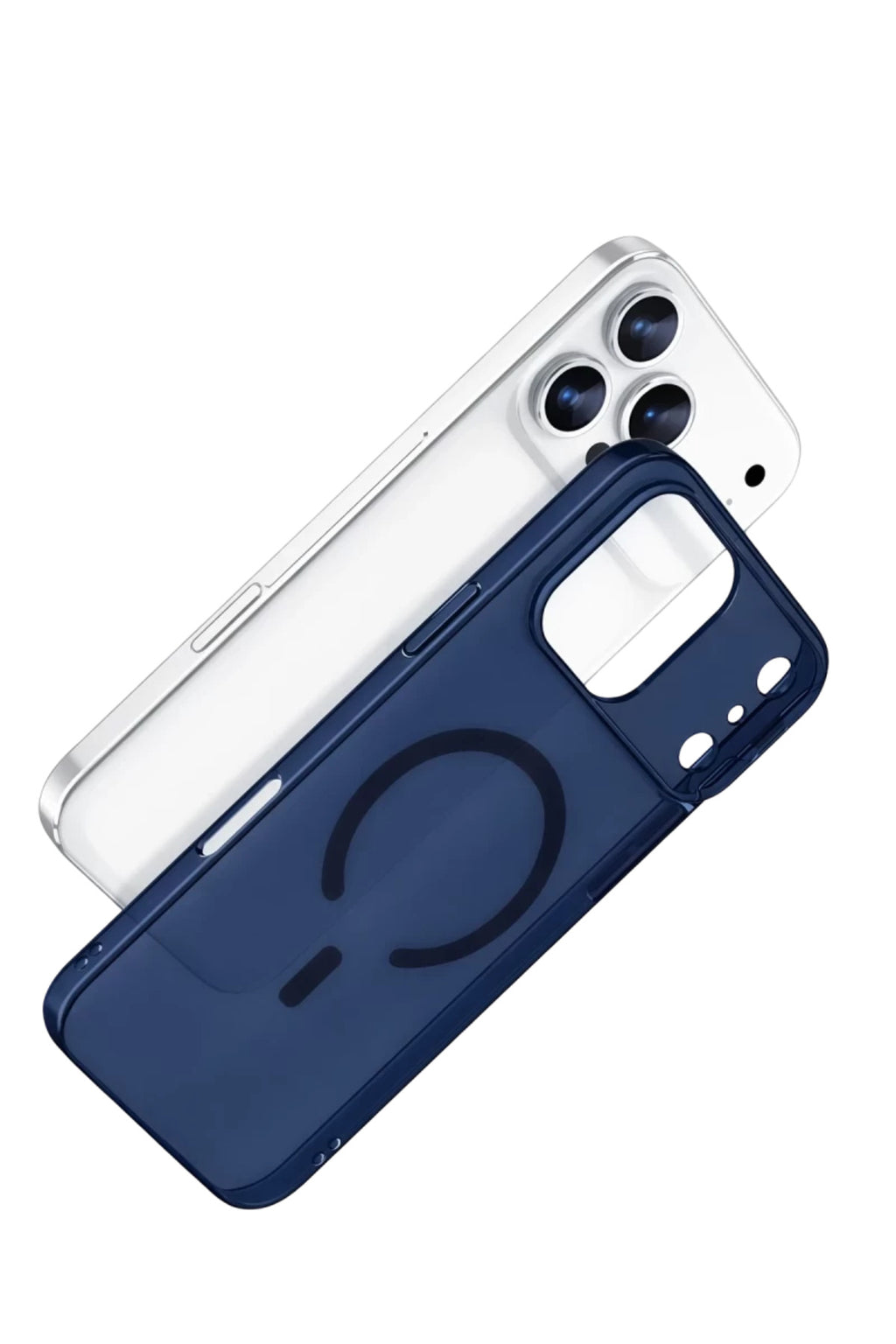 Apple iPhone 17 Pro Max Uyumlu Combo Sert Şeffaf Magsafe Kapak - Mavi