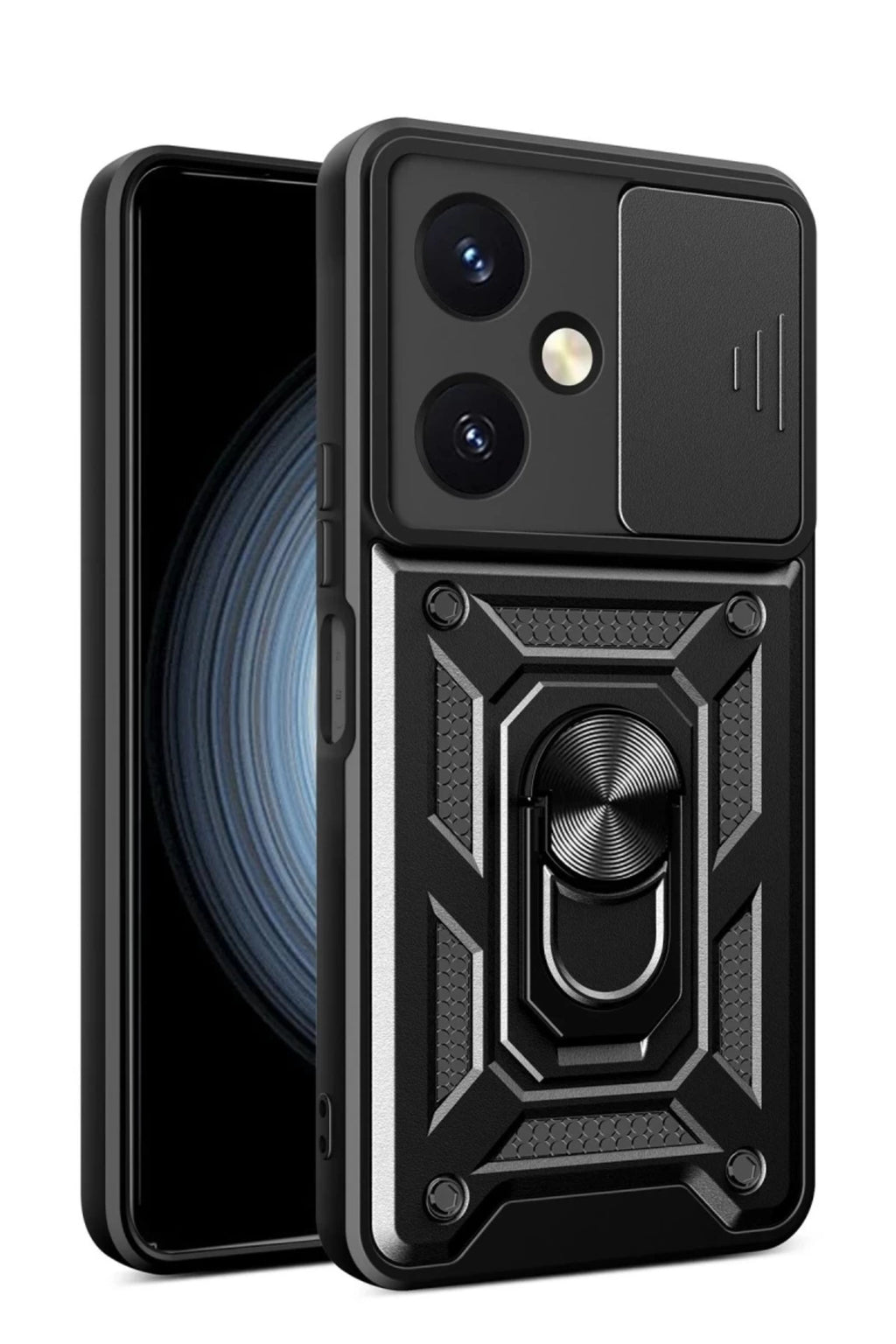 Vivo Y27 Uyumlu Kılıf Pars Lens Yüzüklü Silikon - Siyah