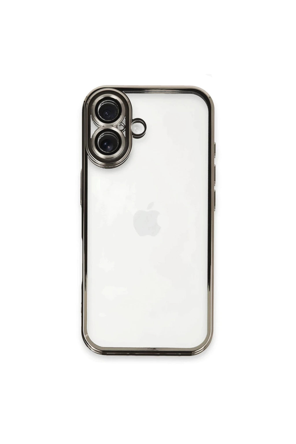 Apple iPhone 16 Uyumlu Kılıf Lensli Silikon - Titanyum Gri
