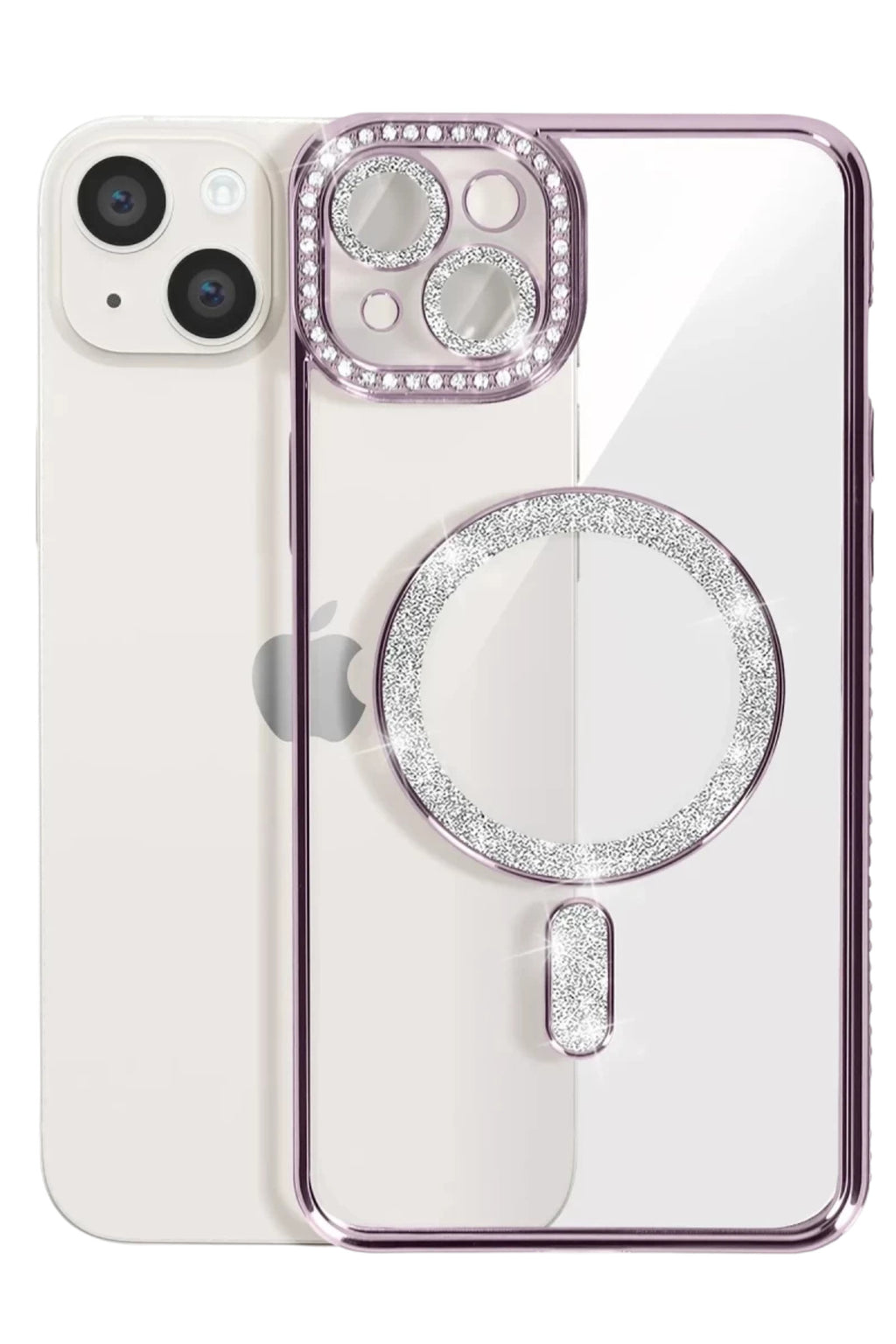 Apple iPhone 15 Uyumlu Kılıf Joke Simli Magneticsafe Kılıf - Derin Mor