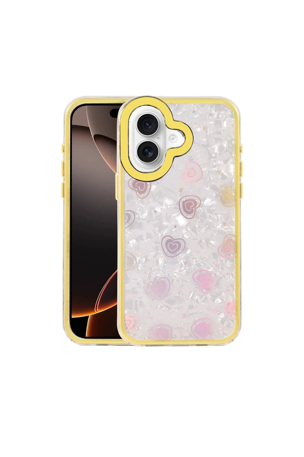 Apple iPhone 16 Uyumlu Lumi Desenli Kapak - Sarı
