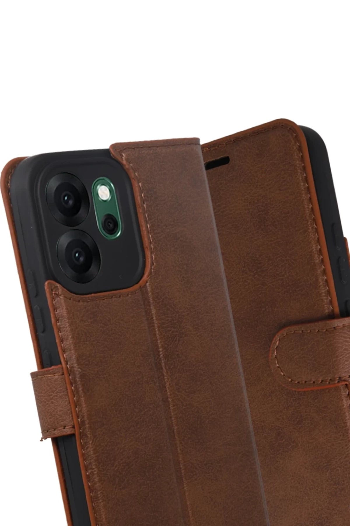 Oppo Reno 14F Uyumlu Trend S Plus Kapaklı Kılıf - Taba