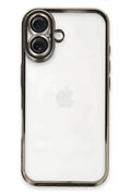 Apple iPhone 16 Uyumlu Kılıf Lensli Silikon - Titanyum Gri
