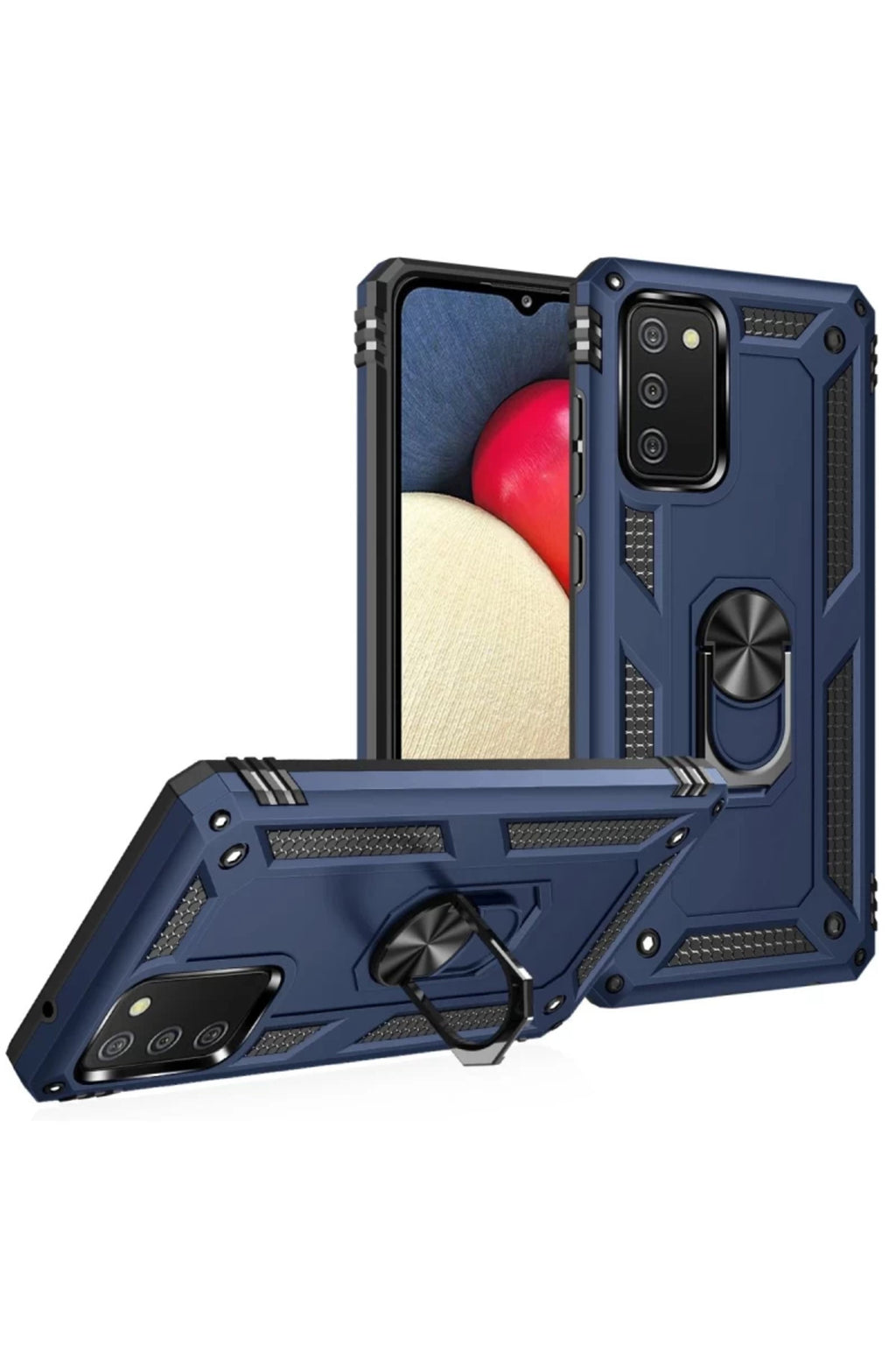 Samsung Galaxy A03S Uyumlu Kılıf Sofya Yüzüklü Silikon Kapak - Lacivert