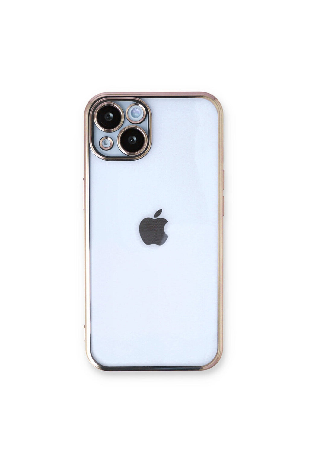Apple iPhone 13 Uyumlu Kılıf Lensli Silikon - Gold
