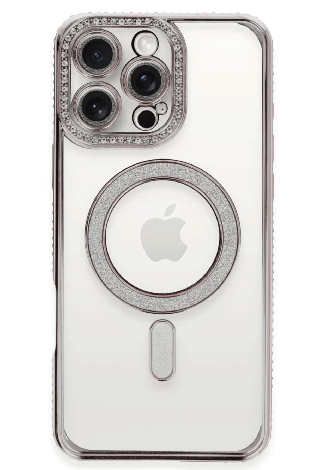 Apple iPhone 16 Pro Uyumlu Kılıf Joke Simli Magneticsafe Kılıf - Pembe