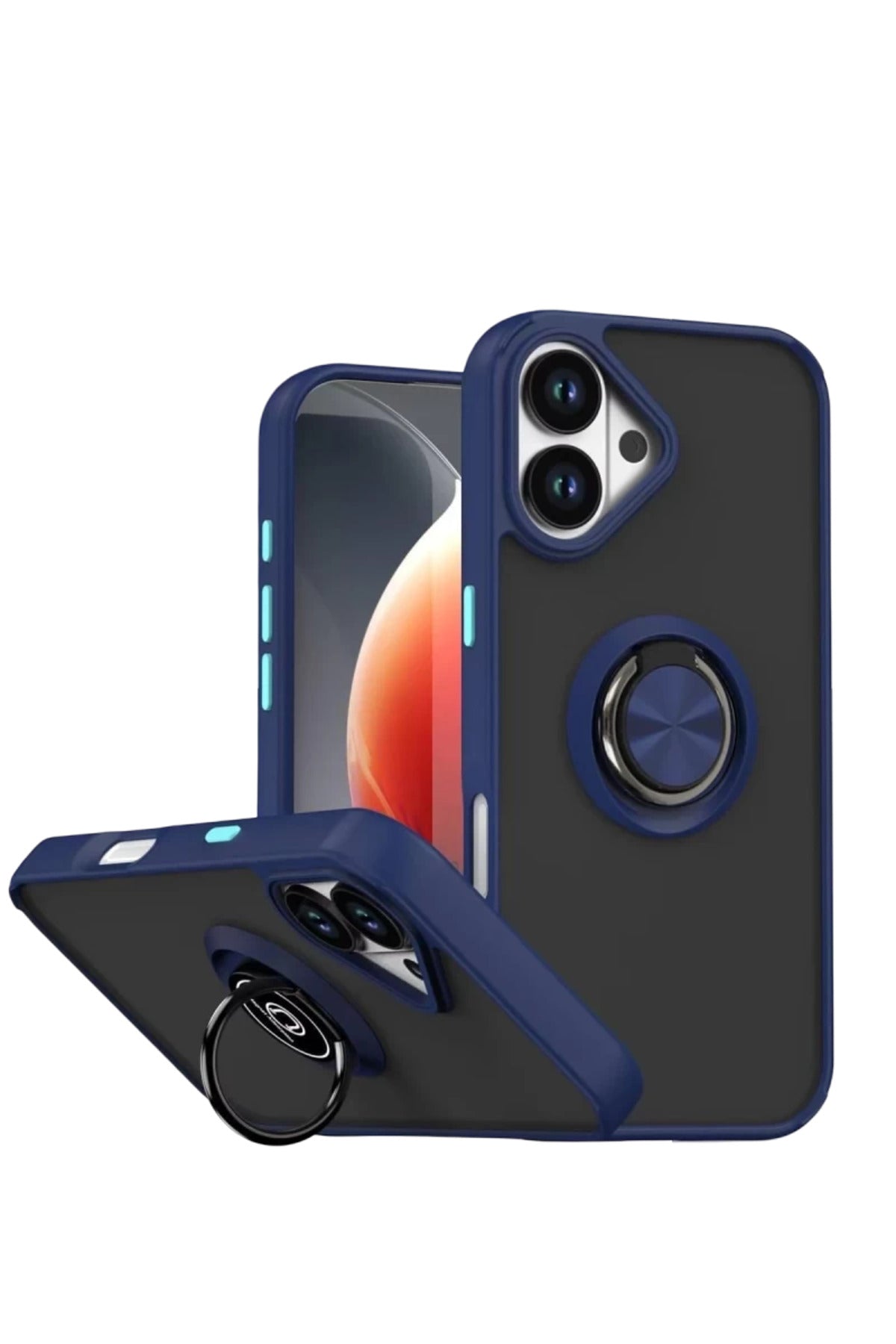 Apple iPhone 17 Uyumlu Montreal Yüzüklü Silikon Kapak - Lacivert