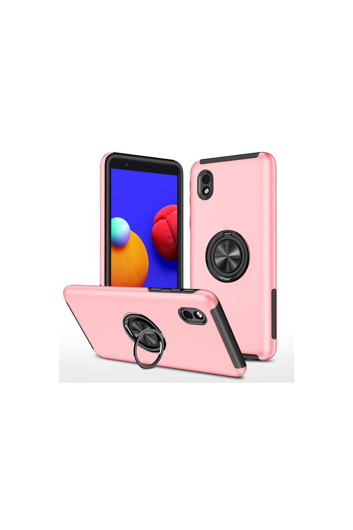 Samsung Galaxy A01 Core Uyumlu Kılıf Elit Yüzüklü Kapak - Pembe