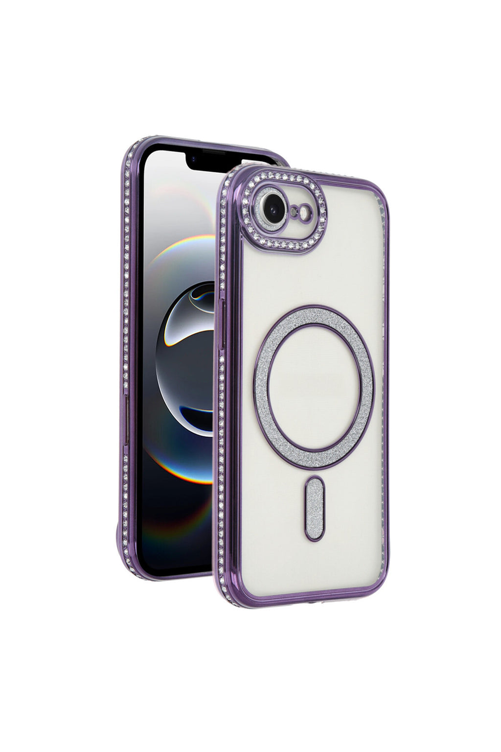 Apple iPhone 16E Uyumlu Joke Simli Magneticsafe Kılıf - Derin Mor