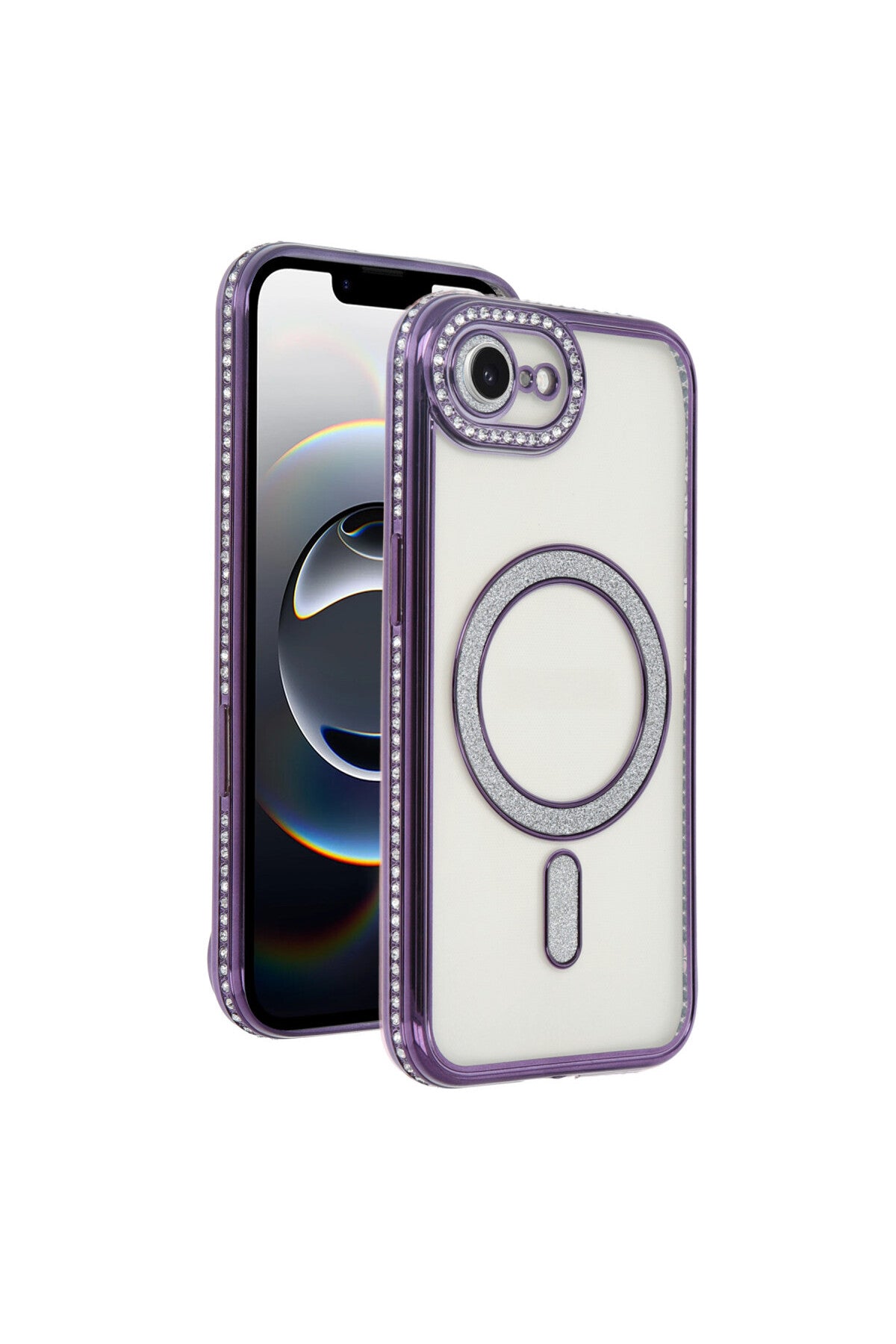 Apple iPhone 16E Uyumlu Joke Simli Magneticsafe Kılıf - Derin Mor