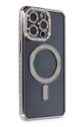 Apple iPhone 14 Pro Uyumlu Kılıf Joke Simli Magneticsafe Kılıf - Gri