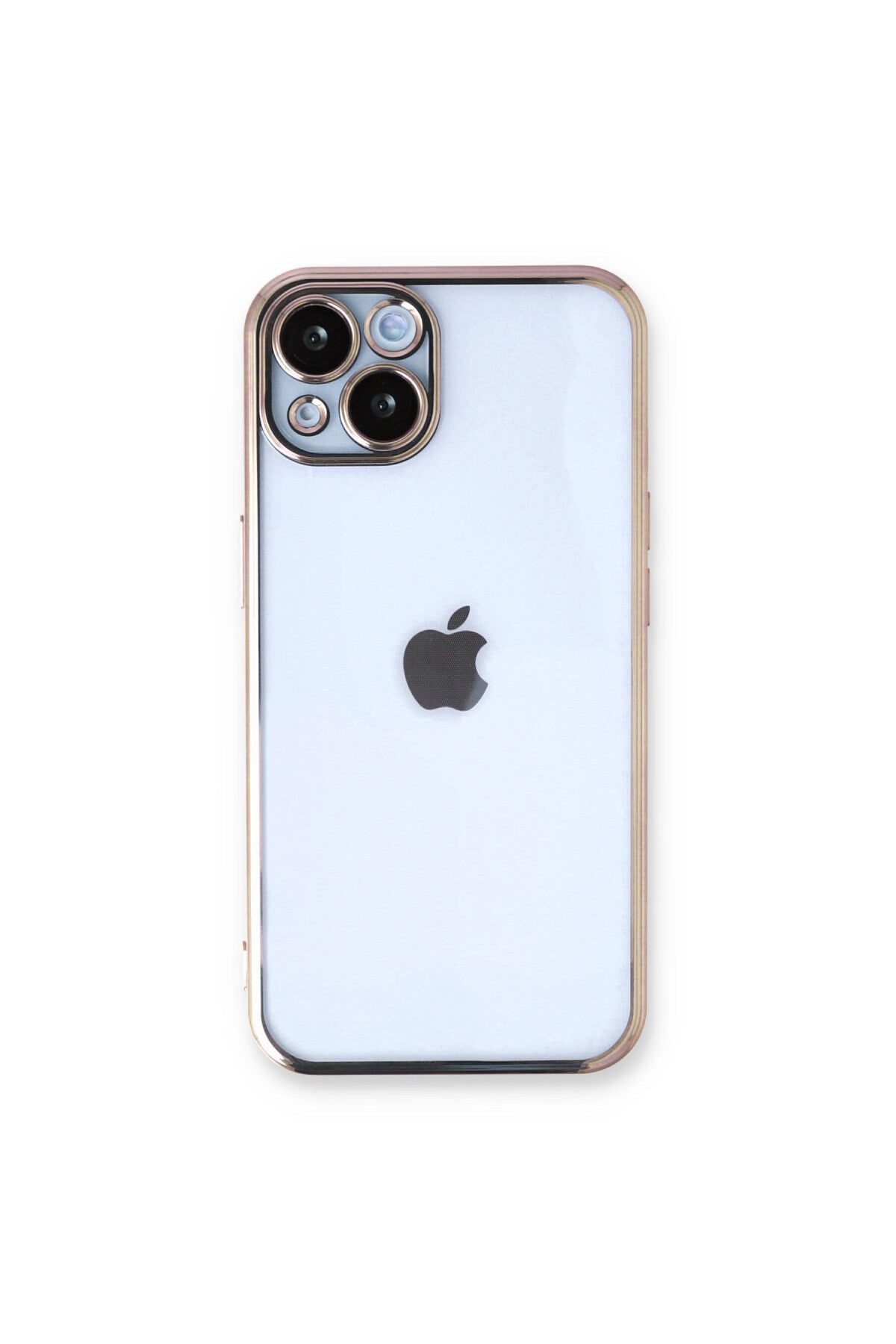 Apple iPhone 14 Uyumlu Kılıf Lensli Silikon - Gold