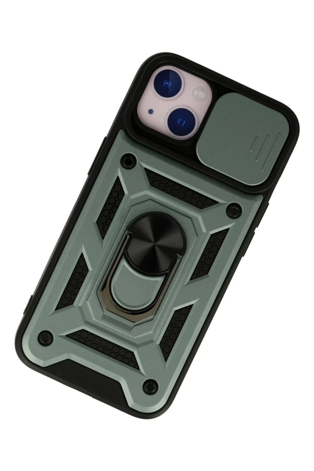 Apple iPhone 13 Uyumlu Kılıf Pars Lens Yüzüklü Silikon - Yeşil