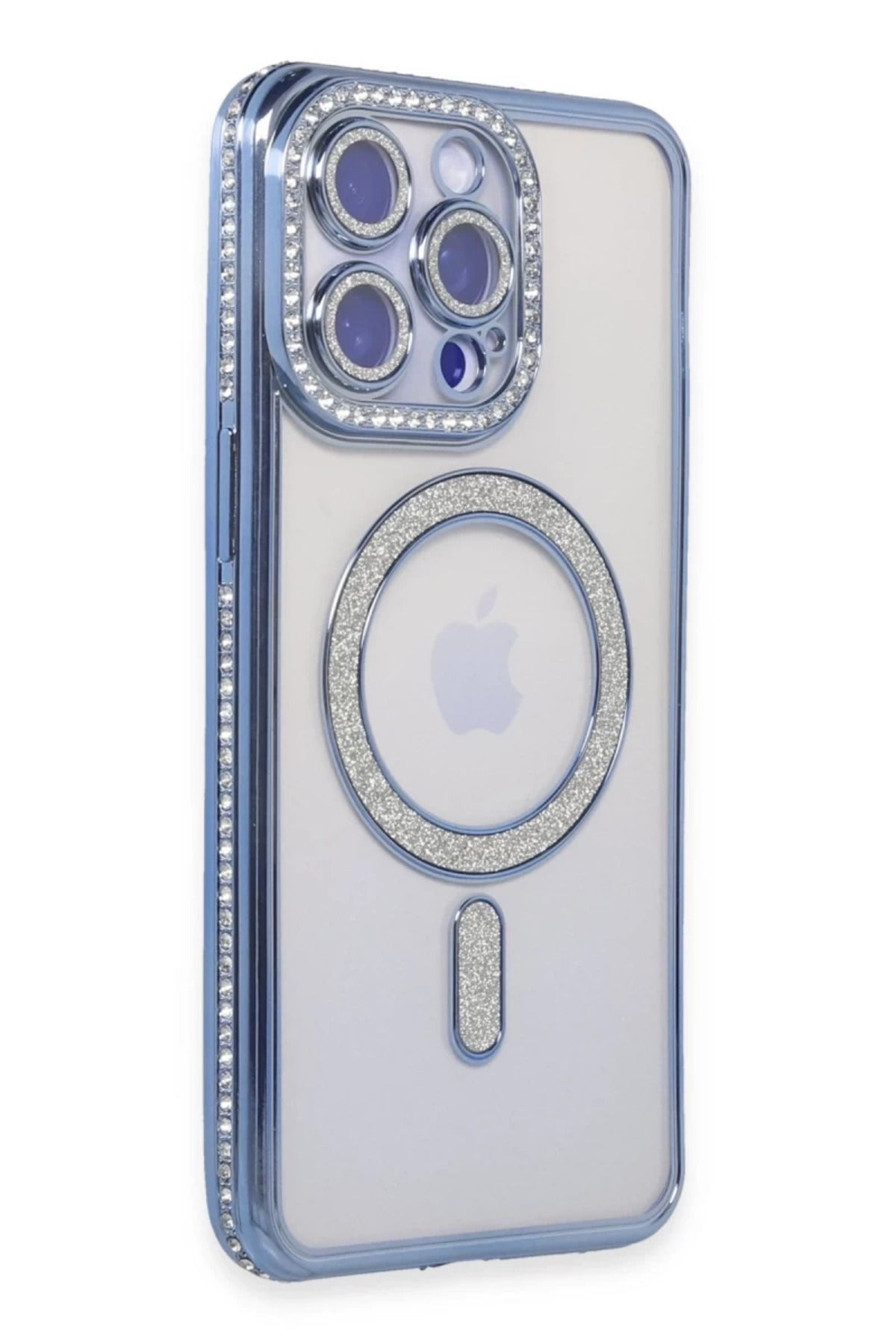 Apple iPhone 15 Pro Uyumlu Kılıf Joke Simli Magneticsafe Kılıf - Mavi