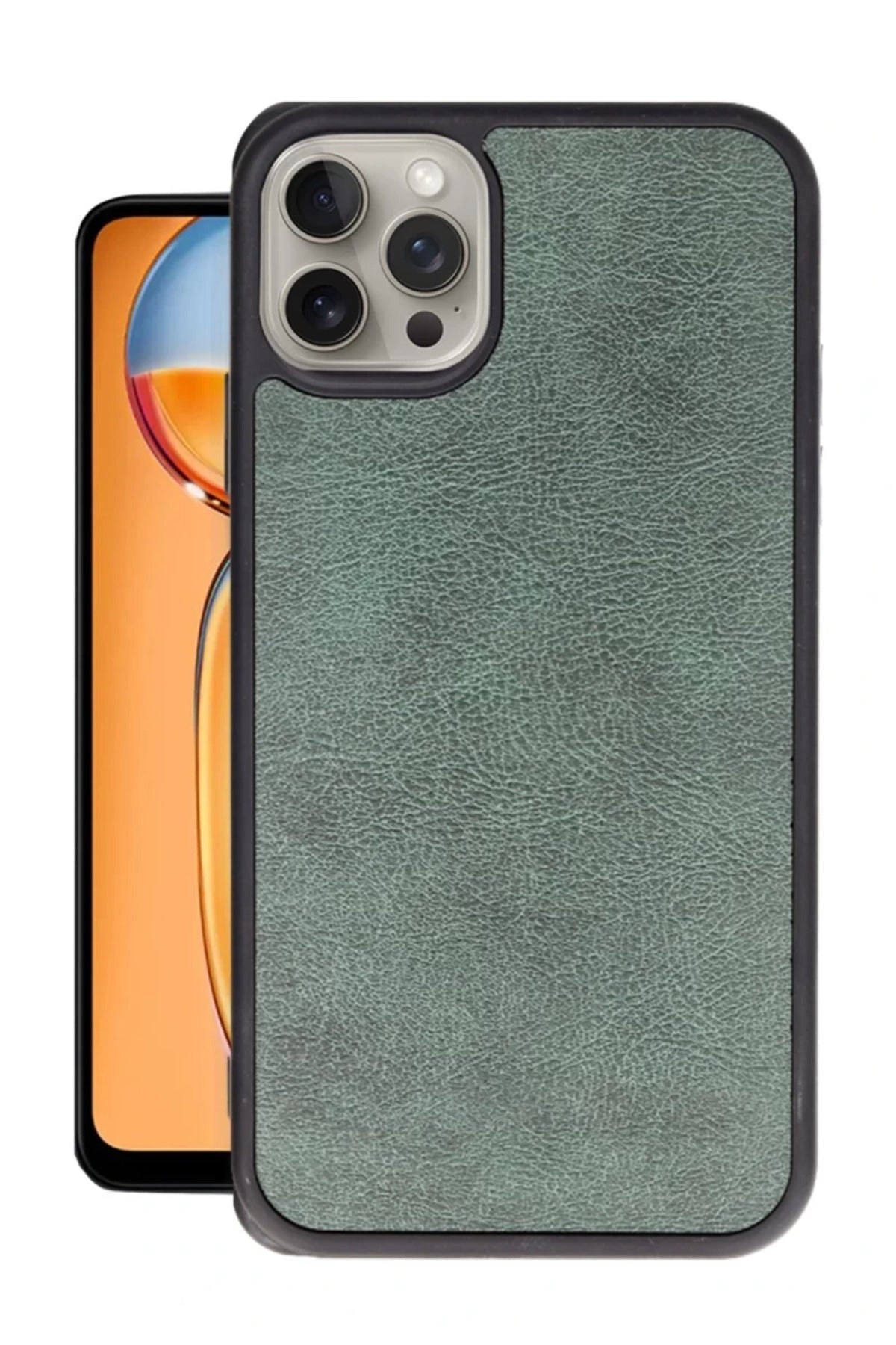 Apple iPhone 14 Pro Max Uyumlu Kılıf Aras Deri Kapak - Koyu Yeşil