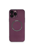 Apple iPhone 14 Pro Uyumlu Kılıf Jack Magneticsafe Lens Silikon - Mürdüm