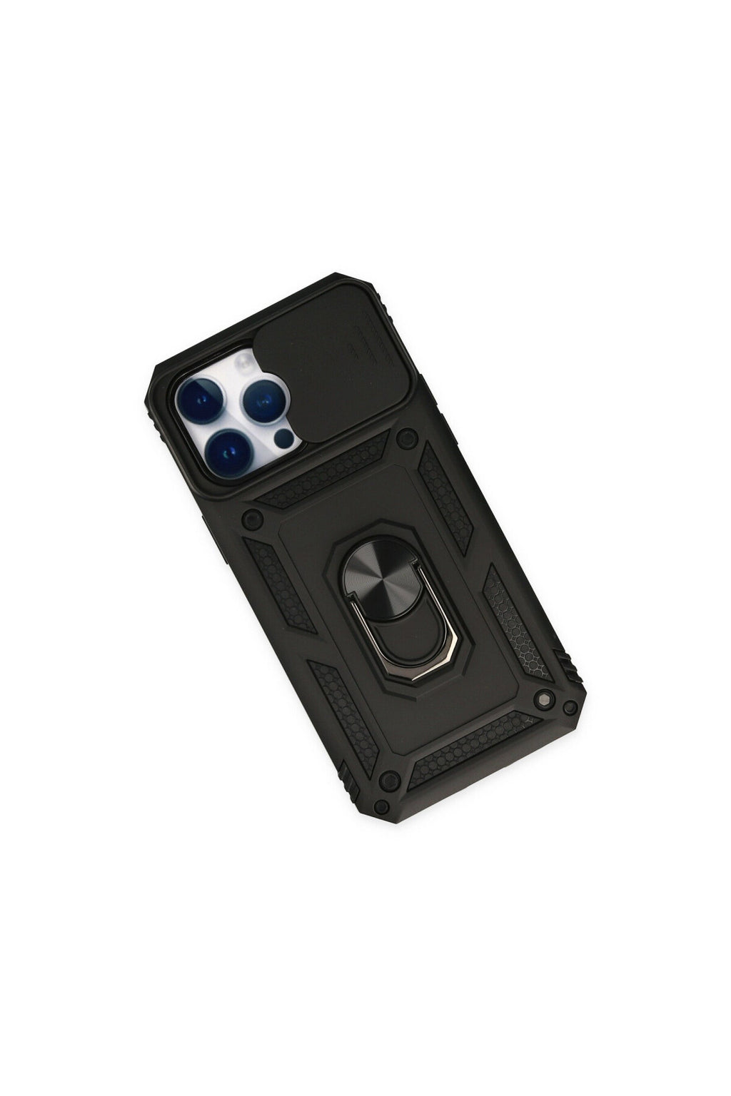Apple iPhone 14 Pro Uyumlu Kılıf Pars Lens Yüzüklü Silikon - Siyah