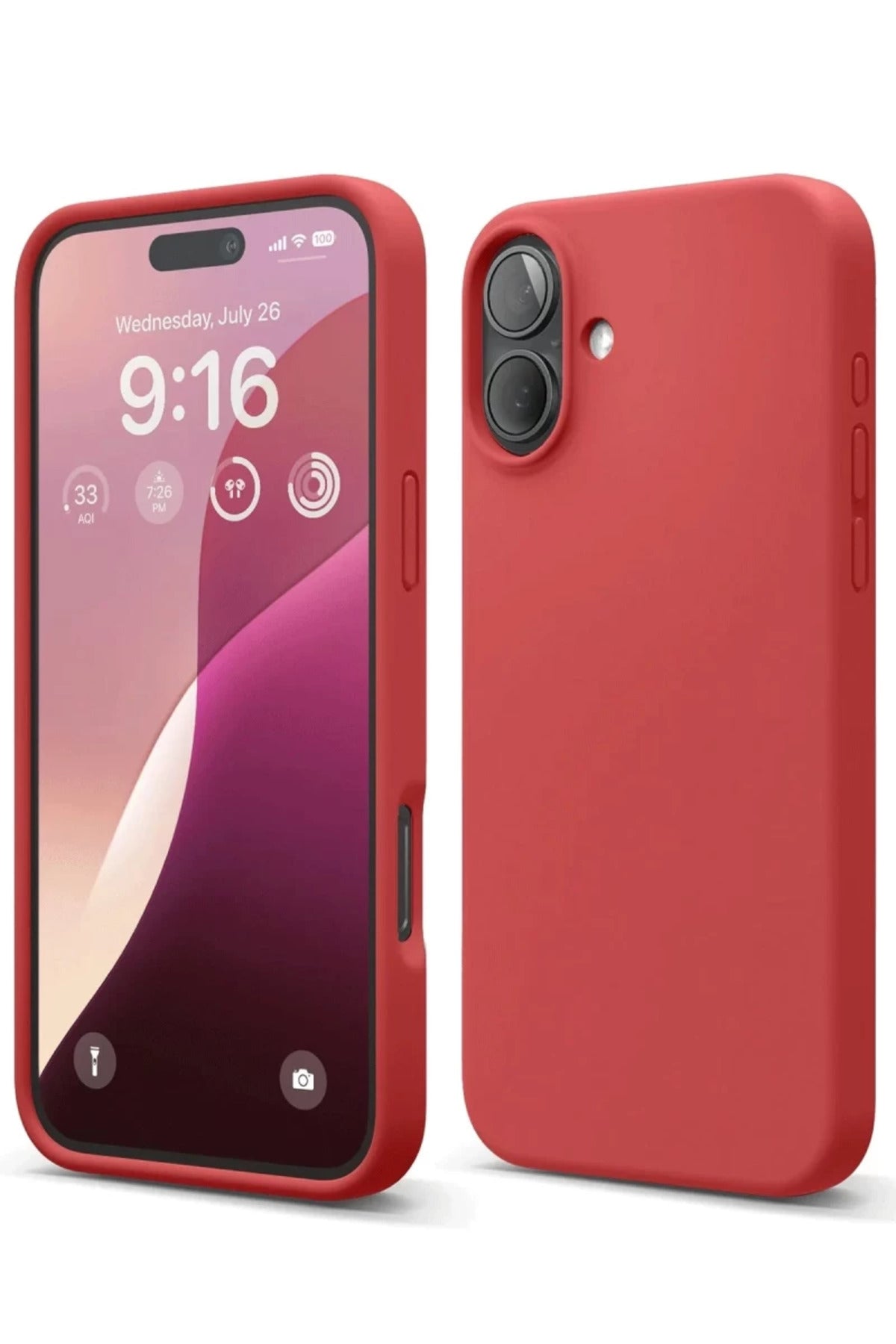 Apple iPhone 16 Plus Uyumlu Kılıf Nano içi Kadife Silikon - Kırmızı