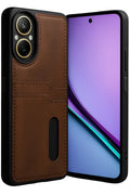 Realme 12 Lite Uyumlu Kılıf Sara Kartvizitli Deri Kılıf - Taba