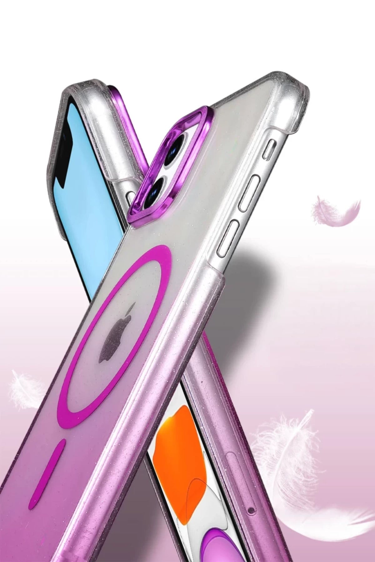 Apple iPhone 12 Uyumlu Glossy Magsafe Kapak - Pembe