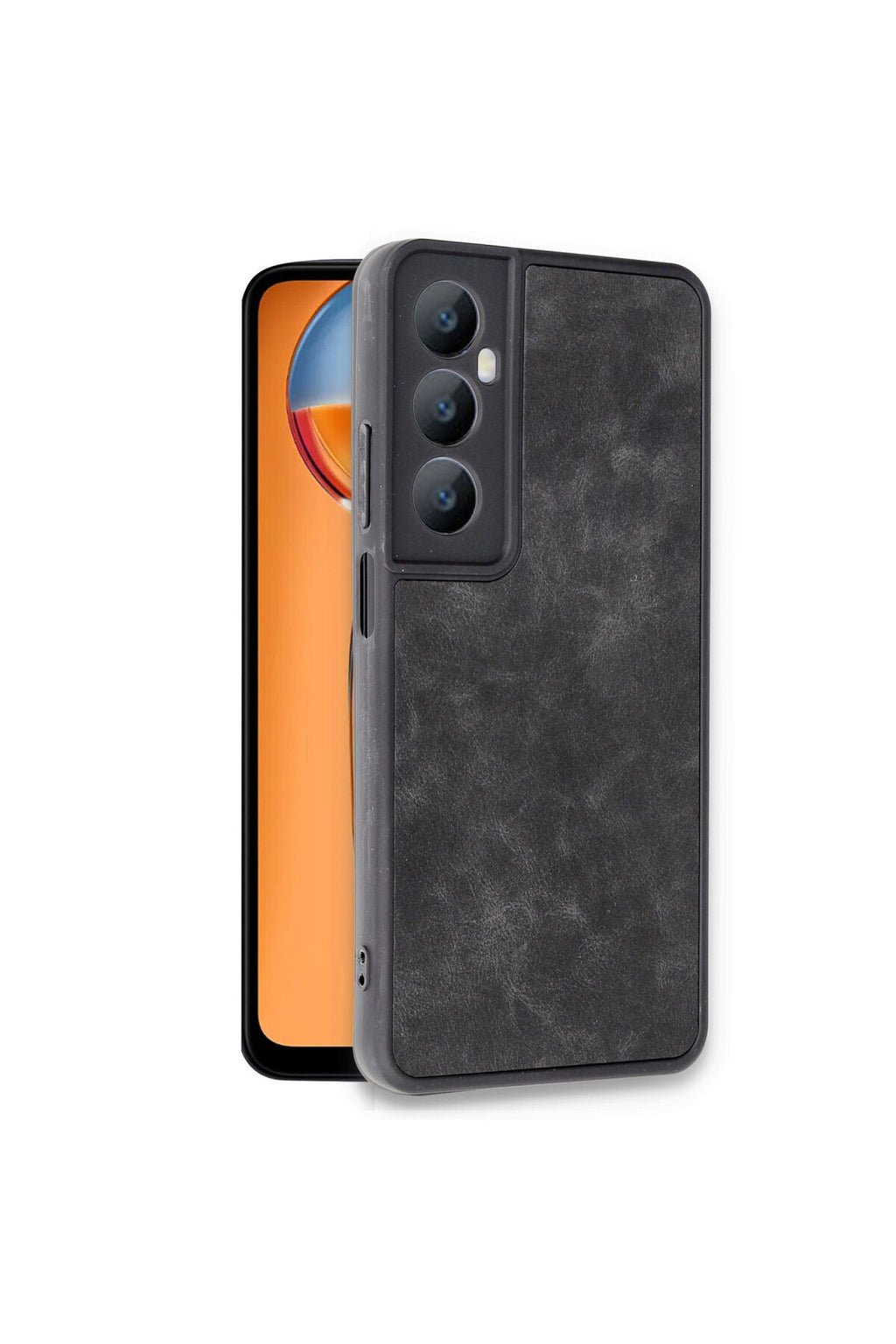 Realme C65 Uyumlu Kılıf Aras Deri Kapak - Siyah