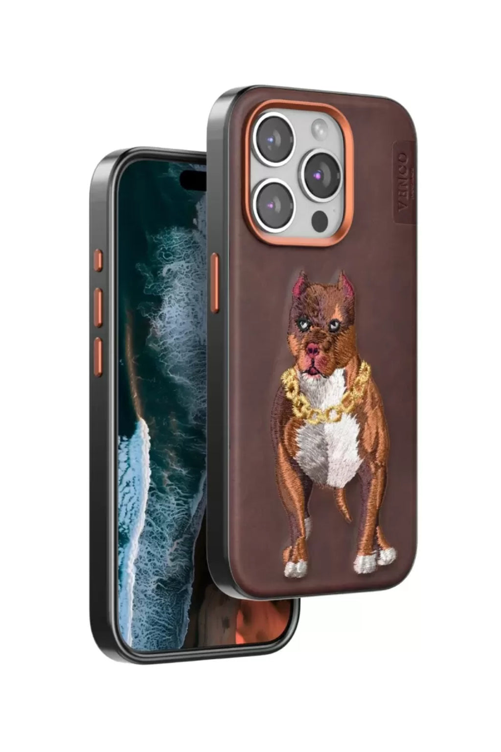Venco Apple iPhone 15 Pro Uyumlu Perma Desenli Kapak - Kahverengi