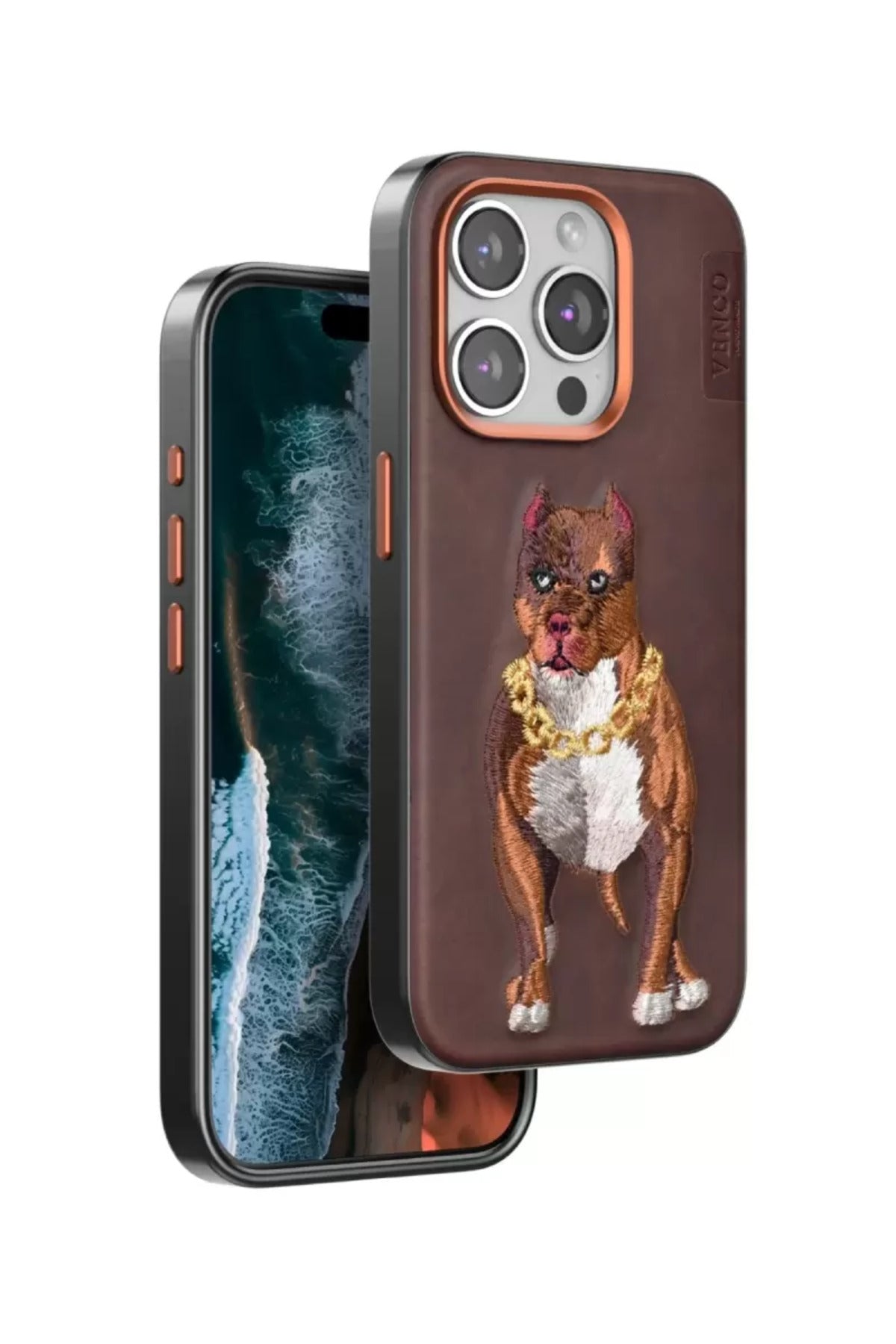 Venco Apple iPhone 15 Pro Uyumlu Perma Desenli Kapak - Kahverengi