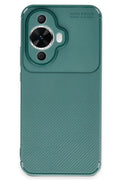 Huawei Nova 12S Uyumlu Kılıf Auto Focus Karbon Kapak - Koyu Yeşil