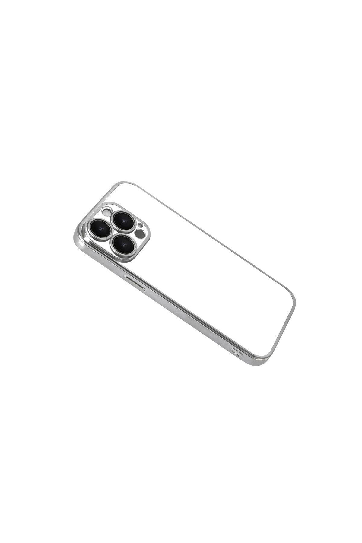 Apple iPhone 15 Pro Max Uyumlu Lensli Silikon - Gümüş