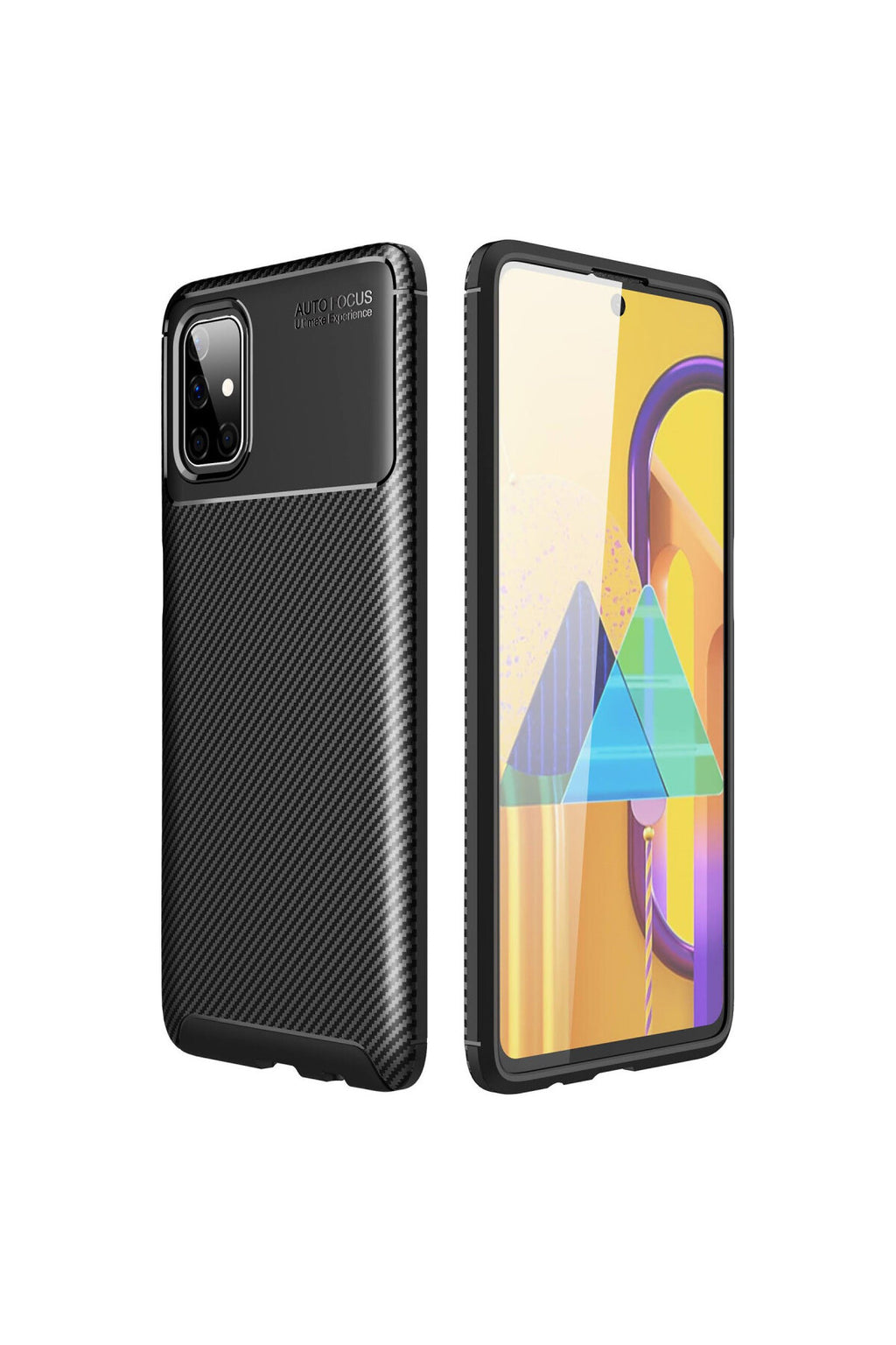 Samsung Galaxy M51 Uyumlu Kılıf Auto Focus Karbon Kapak - Siyah