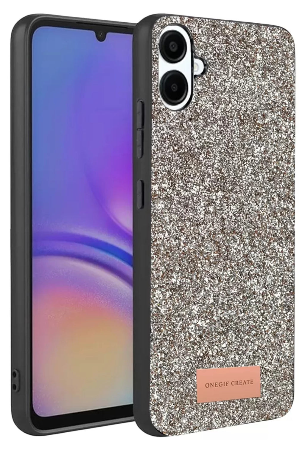 Onegif Samsung Galaxy A07 4G Uyumlu Bright Simli Kapak - Gümüş