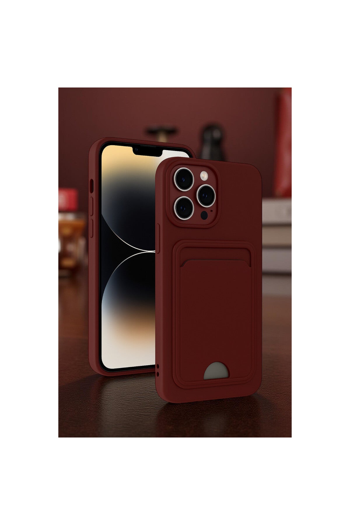 Apple iPhone 13 Pro Max Uyumlu Kılıf Kelvin Kartvizitli Silikon - Lila