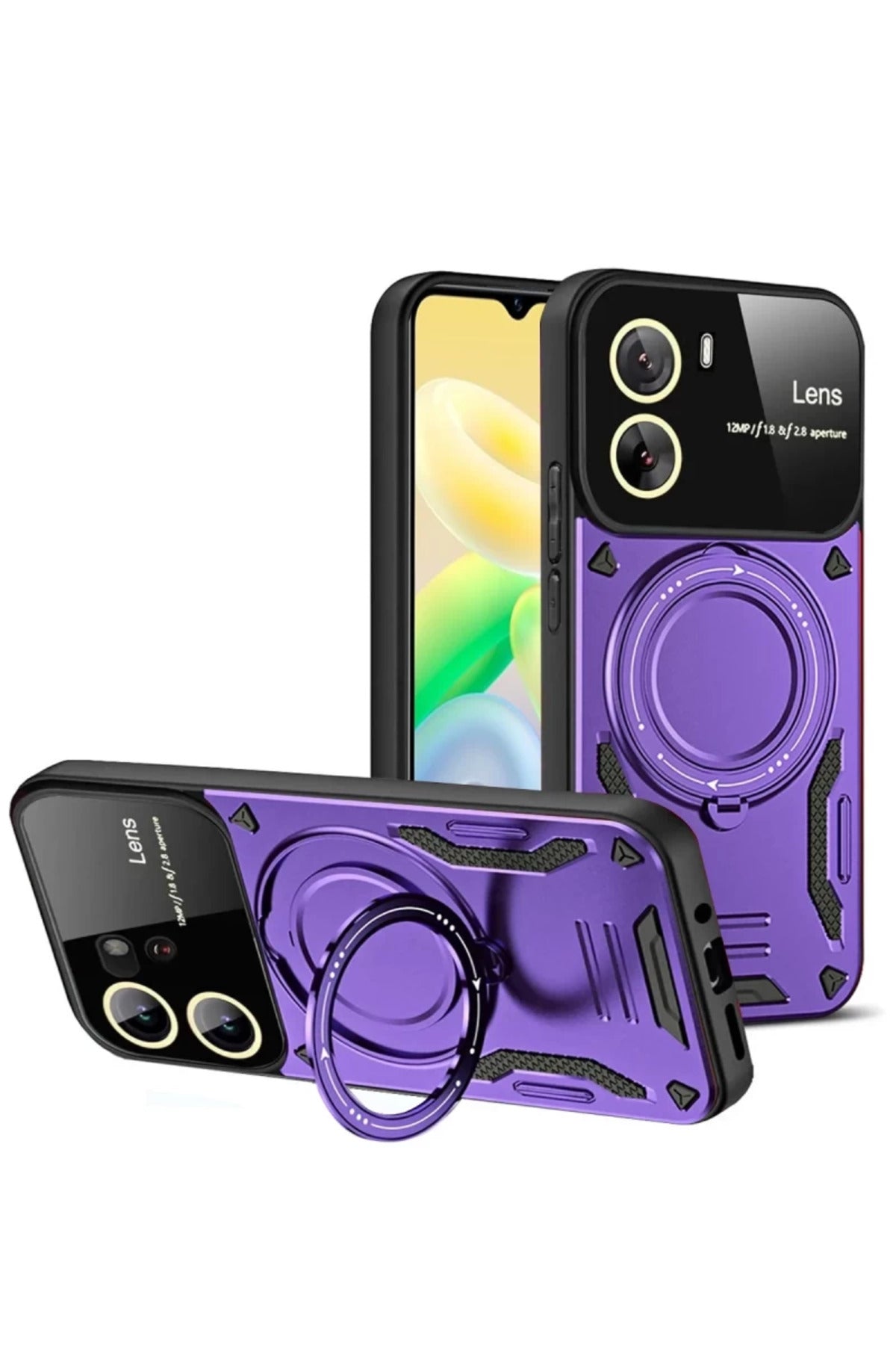 Vivo Y16 Uyumlu Kılıf Joy Lens Standlı Kapak - Mor