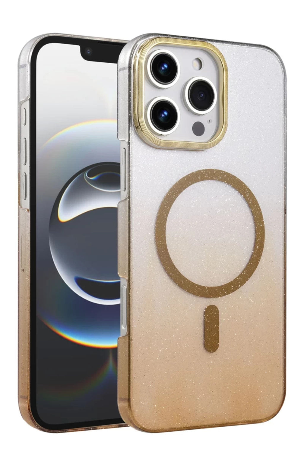 Apple iPhone 16 Pro Uyumlu Glossy Magsafe Kapak - Çöl Titanyum